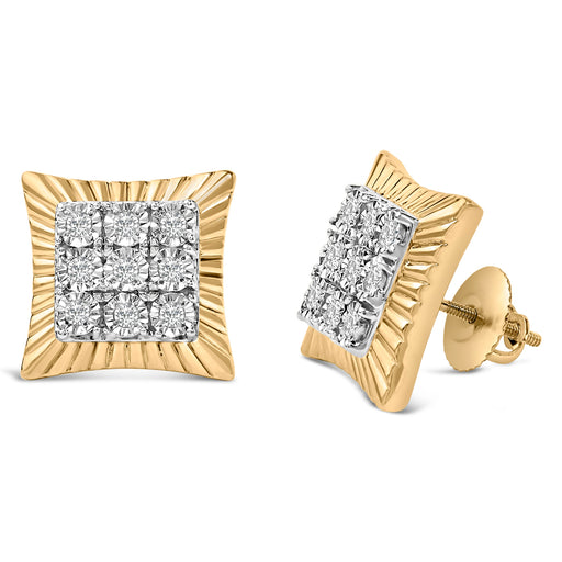 Bids.com 10K Yellow Gold Plated .925 Sterling Silver 1/4 Cttw Diamond Textured Halo Stud Earrings Earrings