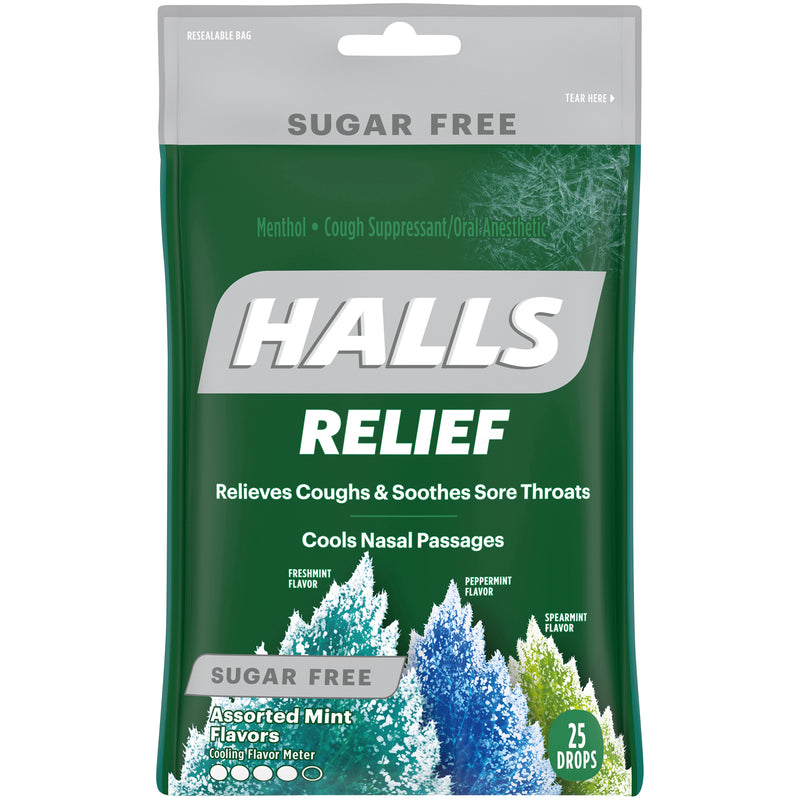 Halls Halls Relief Sugar Free Assorted Mint Flavor Cough Drops, 1 Bag (25 Total Drops) Health & Beauty Gray
