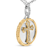 Bids.com 14K Yellow Gold Plated Sterling Silver 1/10 Cttw Diamond Cross Medallion Pendant Necklace Necklaces