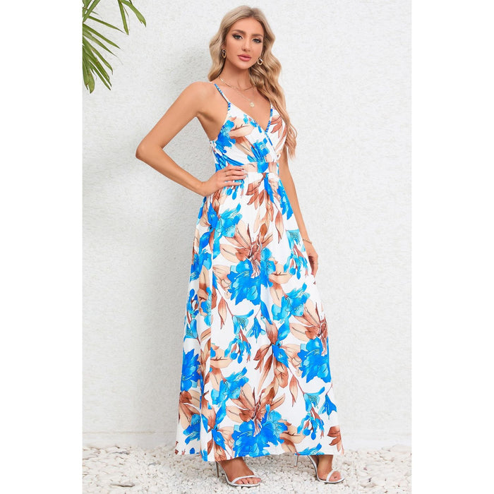 Printed Surplice Maxi Cami Dress