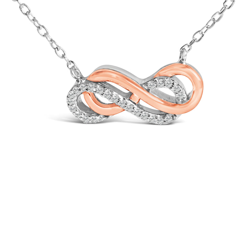 Bids.com 14K Rose Gold Plated Sterling Silver Diamond Accent Double Infinity Pendant Necklace Necklaces