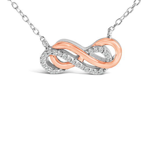 Bids.com 14K Rose Gold Plated Sterling Silver Diamond Accent Double Infinity Pendant Necklace Necklaces