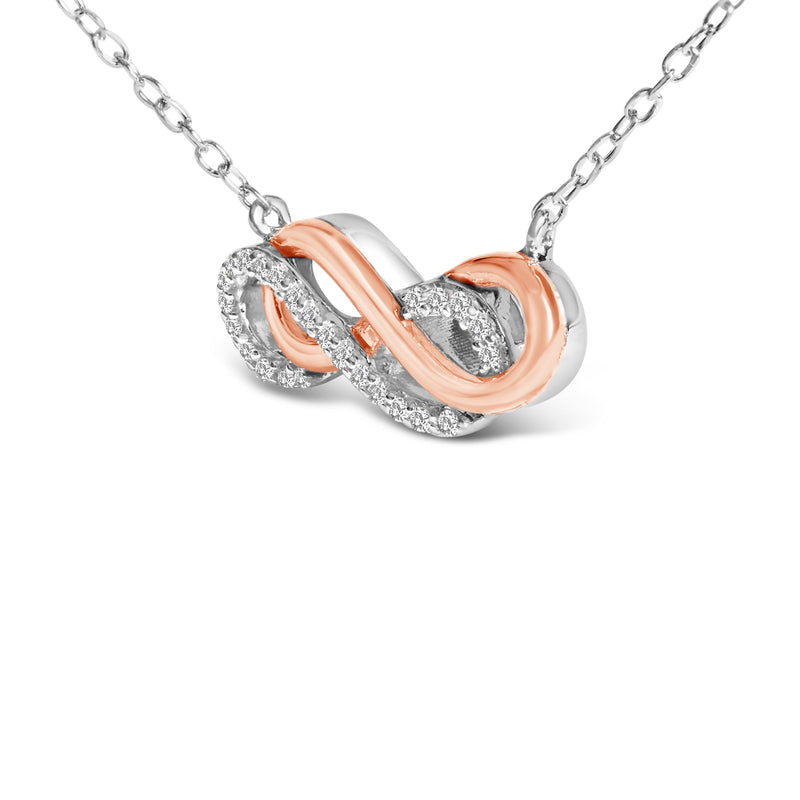 Bids.com 14K Rose Gold Plated Sterling Silver Diamond Accent Double Infinity Pendant Necklace Necklaces