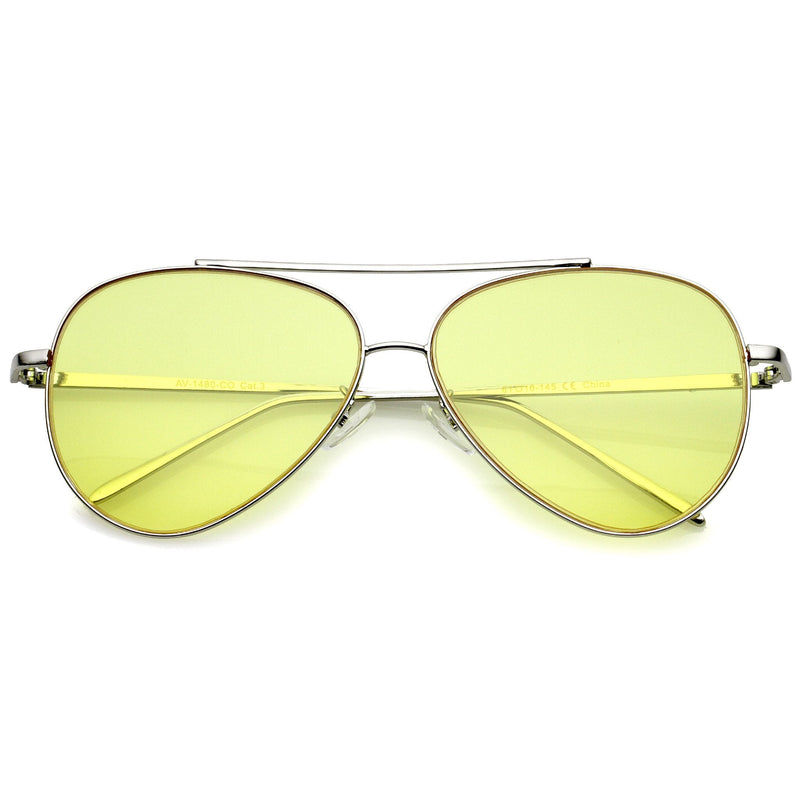 zeroUV Retro Color Tone Color Flat Lens Aviator Sunglasses A967 Sunglasses