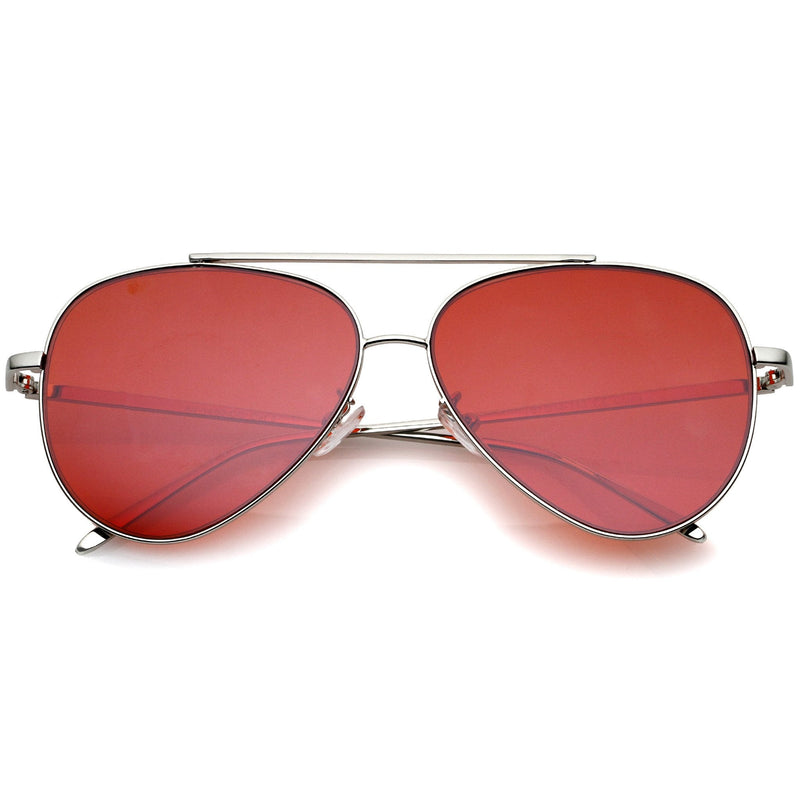 zeroUV Retro Color Tone Color Flat Lens Aviator Sunglasses A967 Sunglasses
