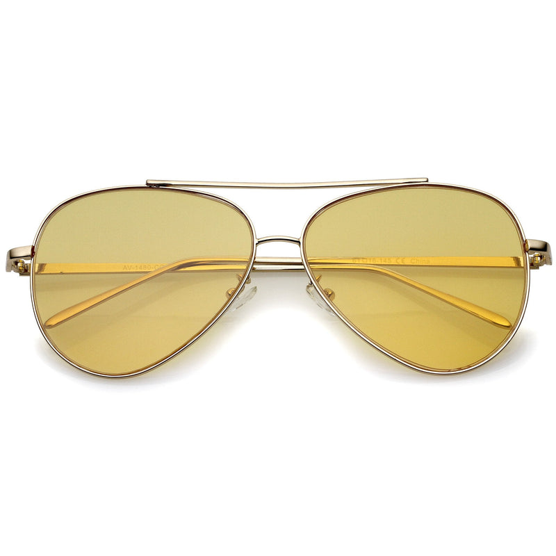zeroUV Retro Color Tone Color Flat Lens Aviator Sunglasses A967 Sunglasses