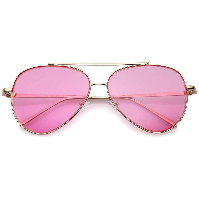 zeroUV Retro Color Tone Color Flat Lens Aviator Sunglasses A967 Sunglasses