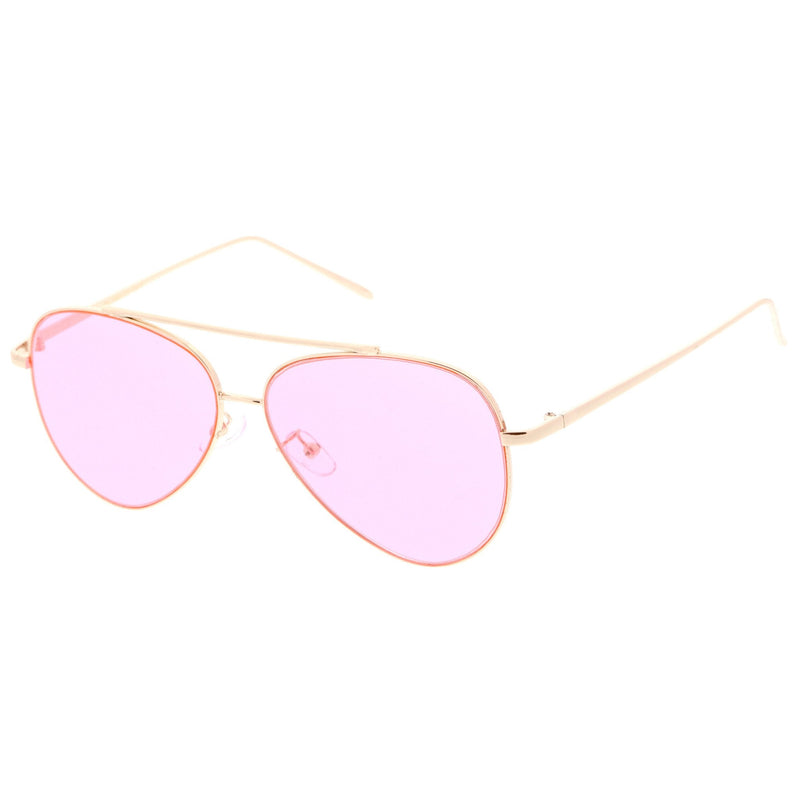 zeroUV Retro Color Tone Color Flat Lens Aviator Sunglasses A967 Sunglasses