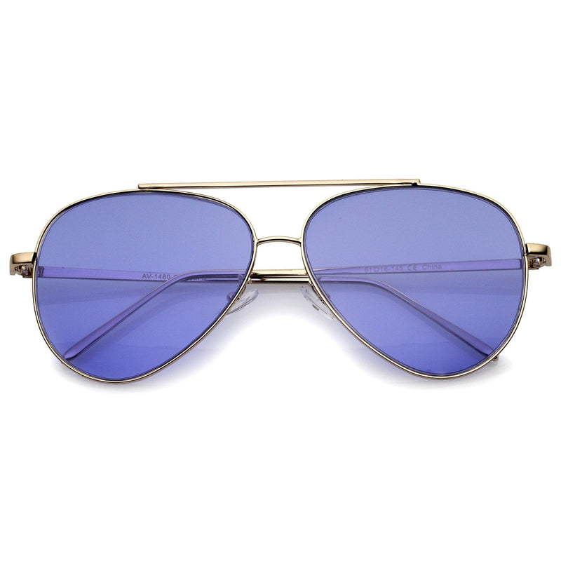 zeroUV Retro Color Tone Color Flat Lens Aviator Sunglasses A967 Sunglasses