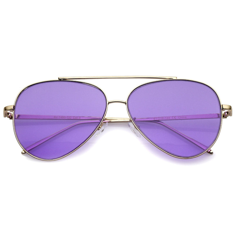 zeroUV Retro Color Tone Color Flat Lens Aviator Sunglasses A967 Sunglasses