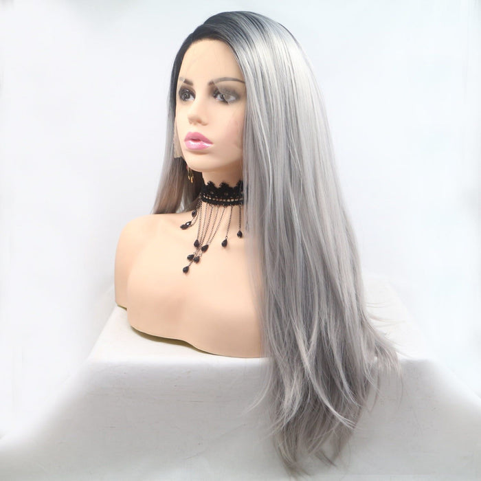 13*3" Lace Front Wigs Synthetic Long Straight 24" 130% Density