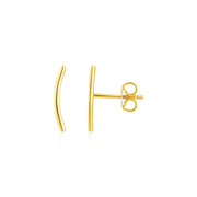 Bids.com 14k Yellow Gold Curve Climber Post Earrings Earrings