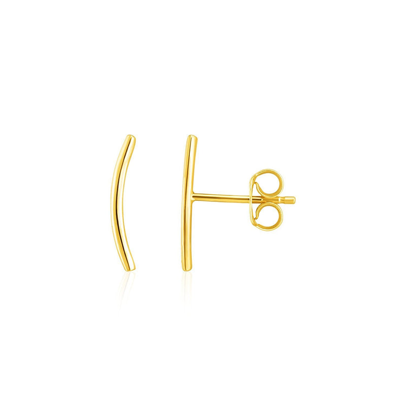 Bids.com 14k Yellow Gold Curve Climber Post Earrings Earrings