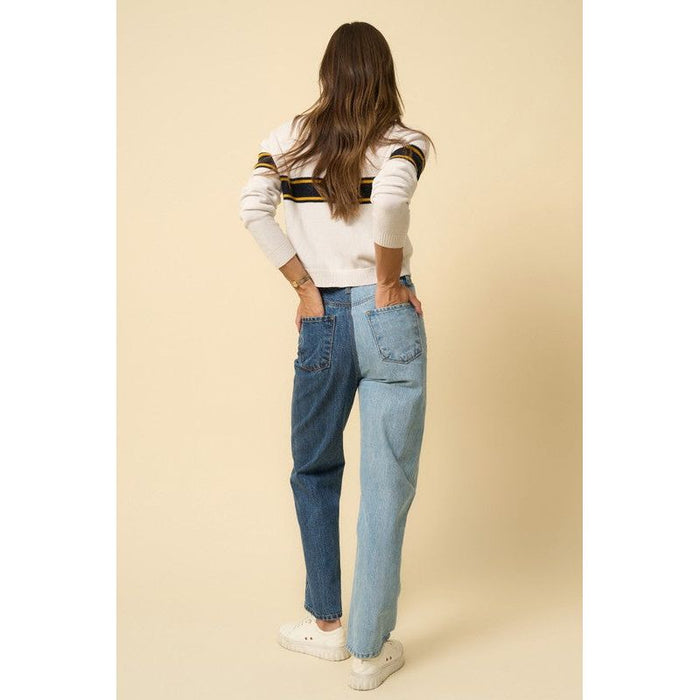 High Waist Crossover Straight Jeans