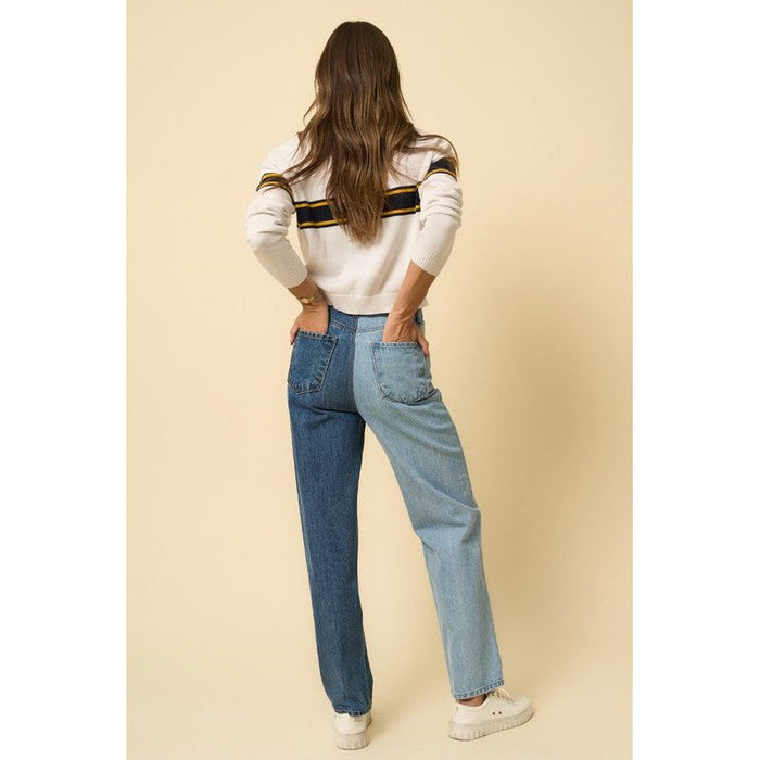 High Waist Crossover Straight Jeans