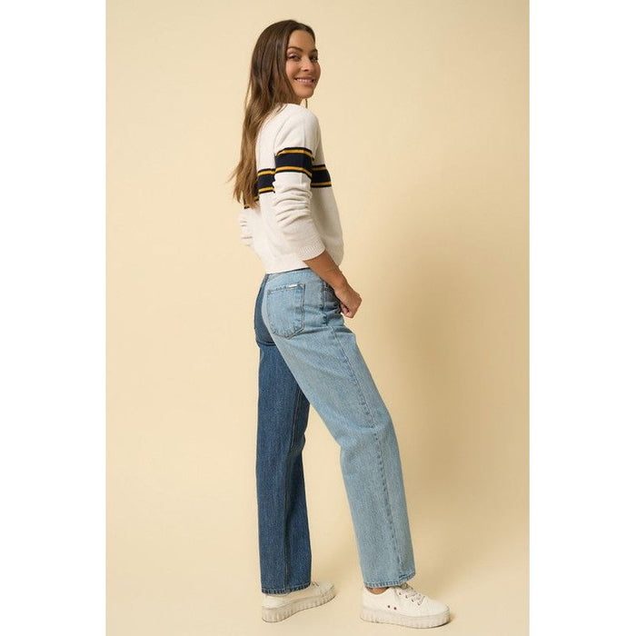 High Waist Crossover Straight Jeans