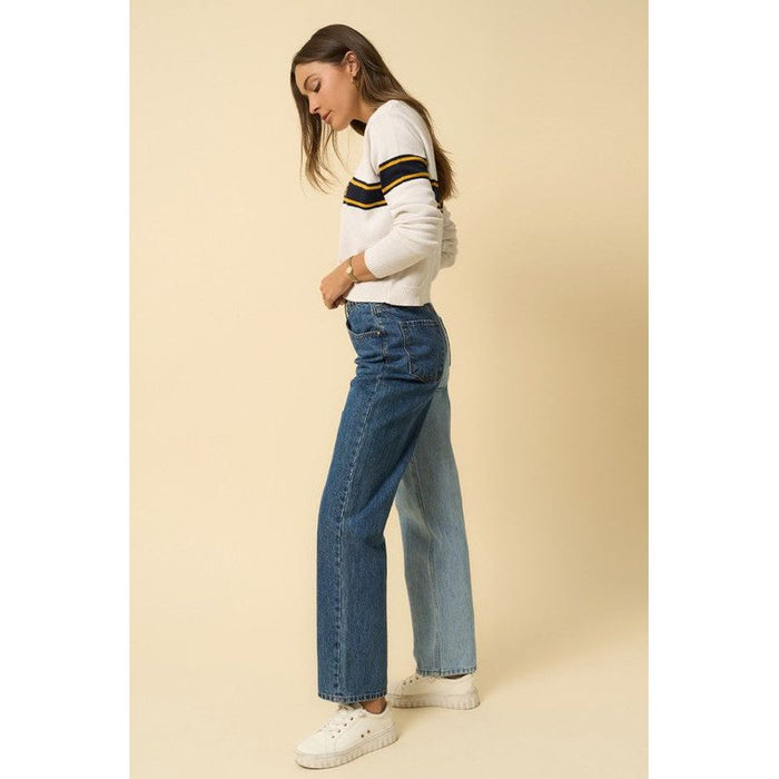 High Waist Crossover Straight Jeans