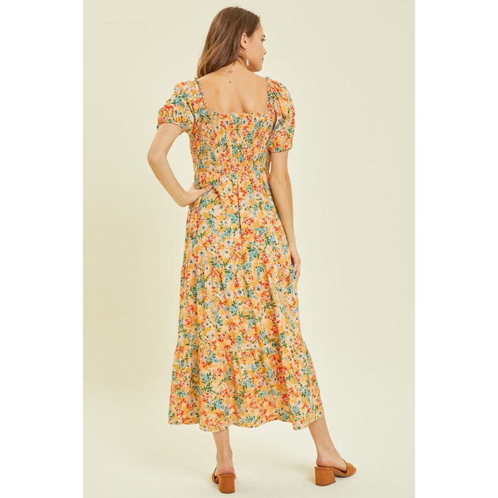 HEYSON Floral Smocked Tiered Midi Dress