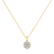 Bids.com 14K Yellow Gold 2.00 Cttw Brilliant Round-Cut Diamond 7 Stone Flower Cluster 18" Pendant Necklace (H-I Color, SI2-I1 Clarity) Necklaces
