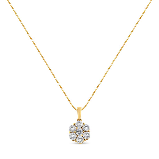 Bids.com 14K Yellow Gold 2.00 Cttw Brilliant Round-Cut Diamond 7 Stone Flower Cluster 18" Pendant Necklace (H-I Color, SI2-I1 Clarity) Necklaces