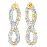 Bids.com 10K Yellow and White Gold 1/4 cttw Diamond Double Infinity Hoop Earrings (I-J Clarity, I1-I2 Color) Earrings
