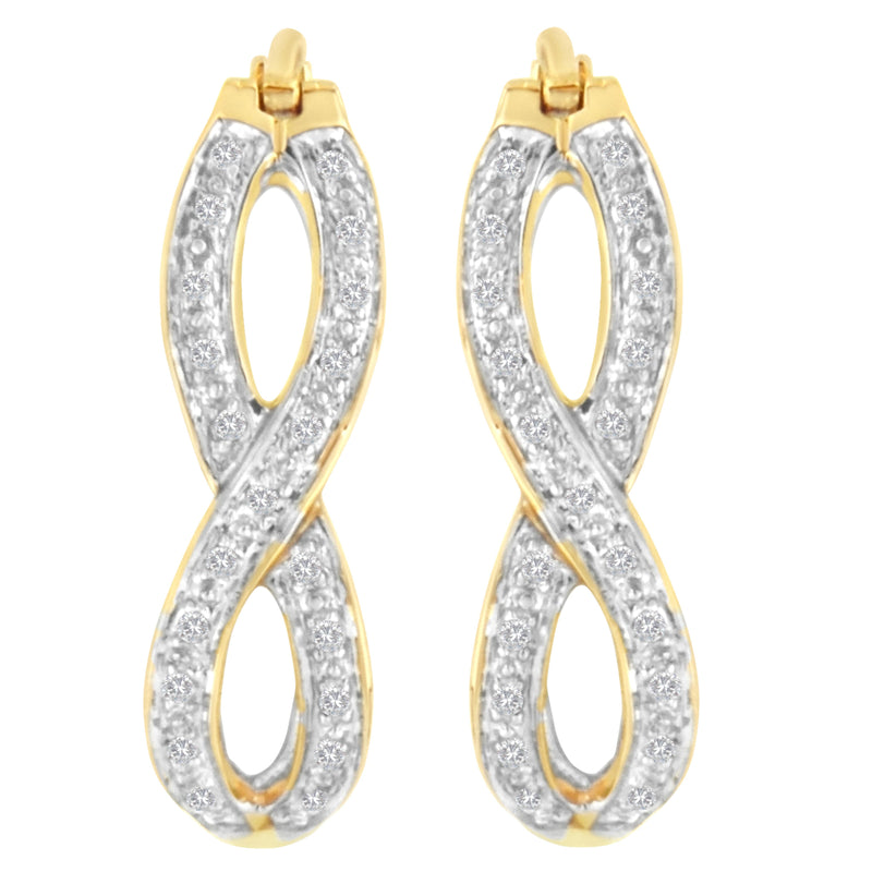 Bids.com 10K Yellow and White Gold 1/4 cttw Diamond Double Infinity Hoop Earrings (I-J Clarity, I1-I2 Color) Earrings