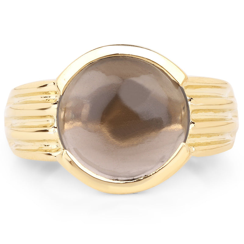 Bids.com 14K Yellow Gold Plated 4.89 Carat Genuine Smoky Quartz .925 Sterling Silver Ring Rings
