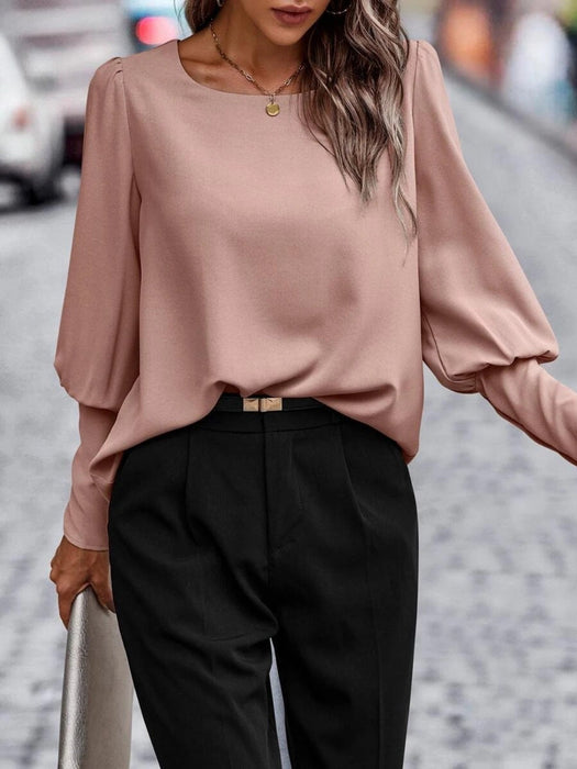 Round Neck Long Sleeve Blouse