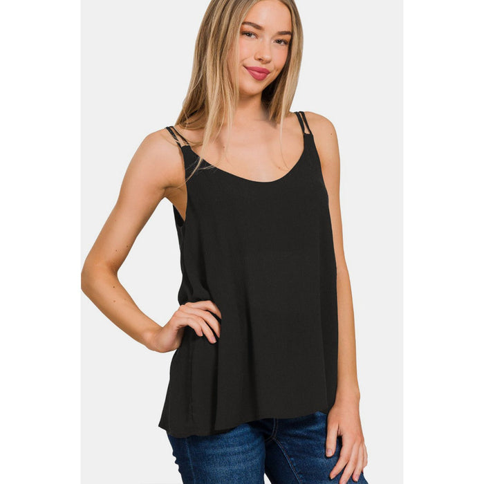 Zenana Woven Double Spaghetti Strap V-Neck Cami