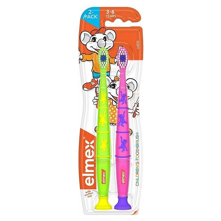 Elmex Elmex Green & Pink Flexible 3-6 Years Old Kid's Toothbrush Duo Pack Kid's Toothbrush
