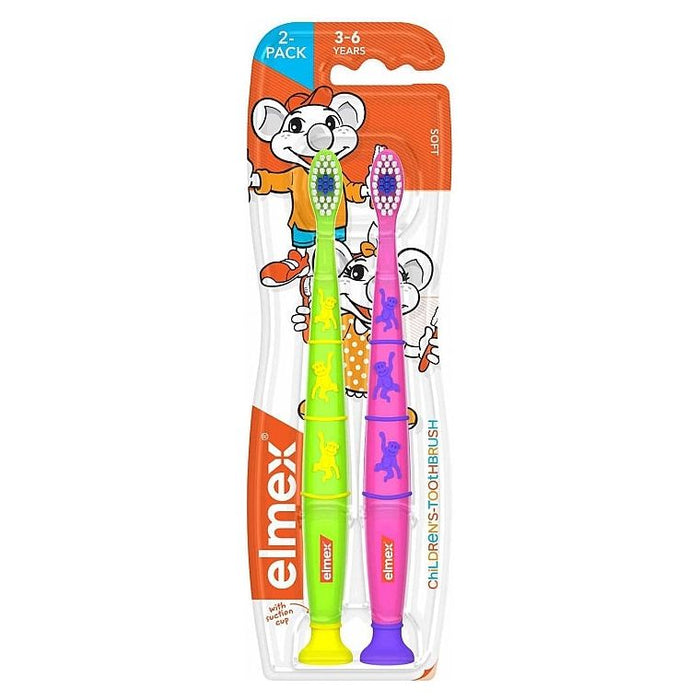 Elmex Green & Pink Flexible 3-6 Years Old Kid's Toothbrush Duo Pack