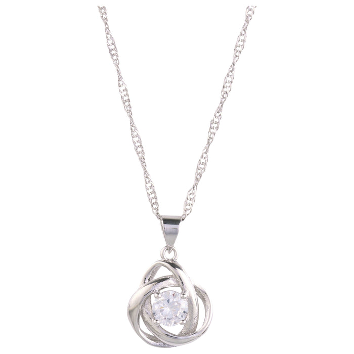 Round Knot Pendant Necklace with Cubic Zirconia