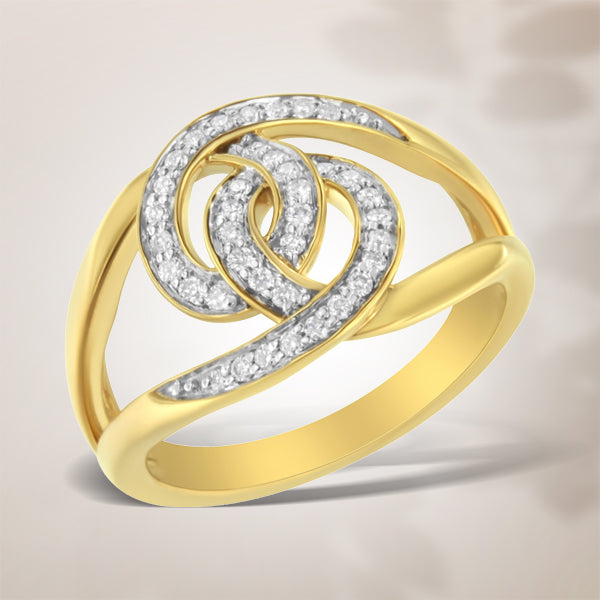 Bids.com 14K Yellow Gold Plated .925 Sterling Silver 1/4 Cttw Diamond Interlocking Loop Open Shank Bypass Ring (I-J Color, I1-I2 Clarity) - Size 7 Rings