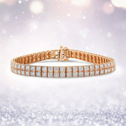 Bids.com 14K Rose Gold 3.0 Cttw Lab Grown Diamond Two Row Milgrain 7" Inch Tennis Bracelet (G-H Color, VS2-SI1 Clarity) Bracelets