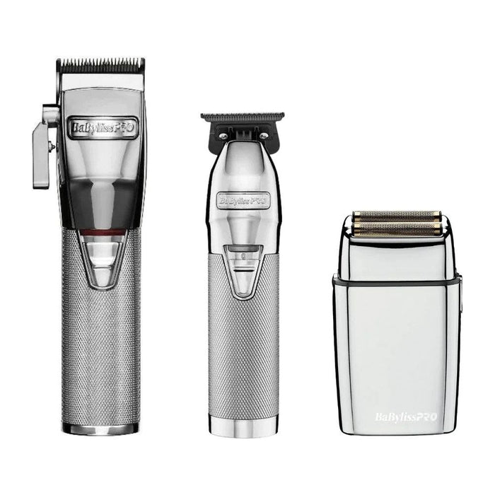 Babylisspro Silverfx Cord/Cordless Clipper Fx870S, Metal Outliner Trimmer Fx878S & Double Foil Shaver Fxfs2, Combo Set