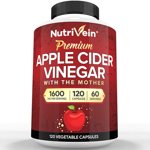 Nutrivein Nutrivein Premium Apple Cider Vinegar Supplements with Mother - 1600 mg - 120 Capsules 9B-W5LZ-LO3O White Smoke