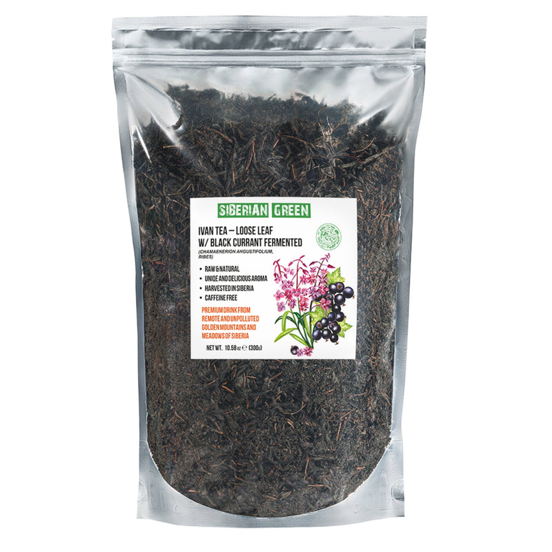SiberianGreen.com Siberian Green Fermented Ivan Tea with Black Currant Leaves – 300g Tea & Infusions