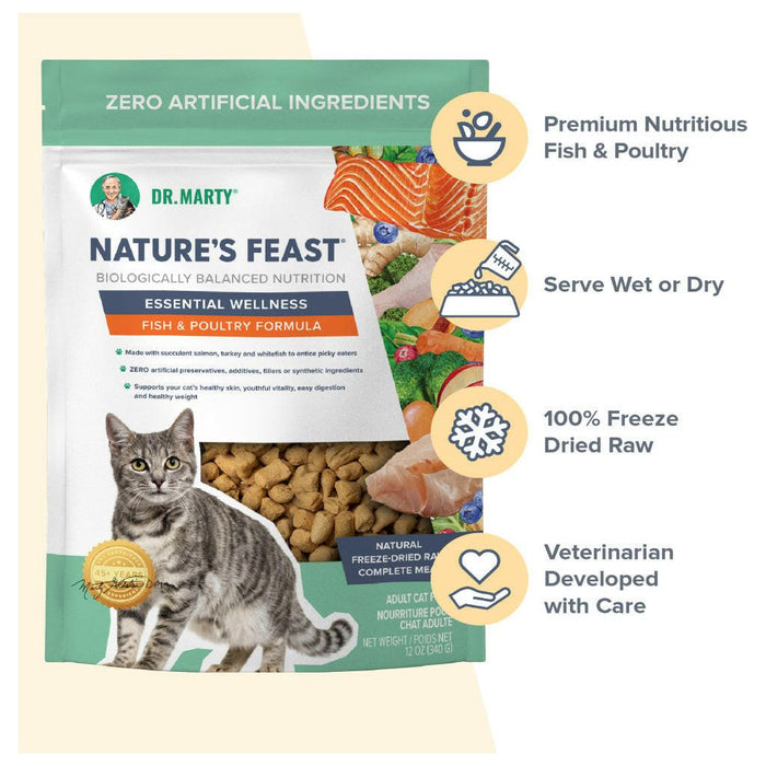 Hardypaw Dr. Marty Nature'S Feast Essential Wellness Fish & Poultry Freeze Dried Raw Cat Food (5.5 Oz)