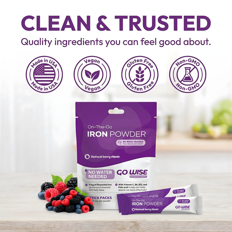 Go Wise Gentle Iron Supplement for Women and Men (No Water Needed) Iron Supplement
