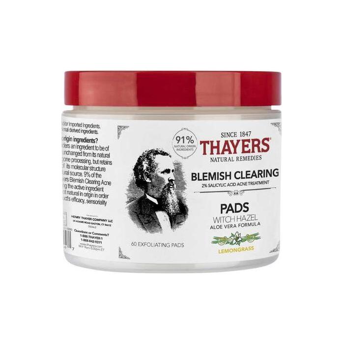 Thayers Blemish Pads: Deep Cleanse Your Skin with Lemon Extract (Pack of 60)