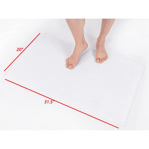 100% Cotton Bathmats, White Shower Bathroom Floor Mat (Pack of 2) [Not a Bathroom Rug]