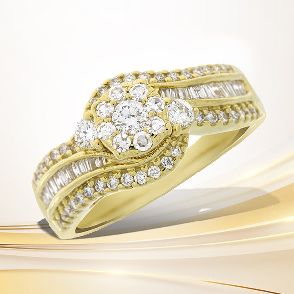 Bids.com 1.00ct Diamond Eng Only 14KT Yellow Gold Rings