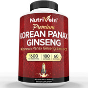 Nutrivein Nutrivein Korean Red Panax Ginseng 1600mg – Extra Strength Formula - 180 Capsules FA-51VI-YB0U