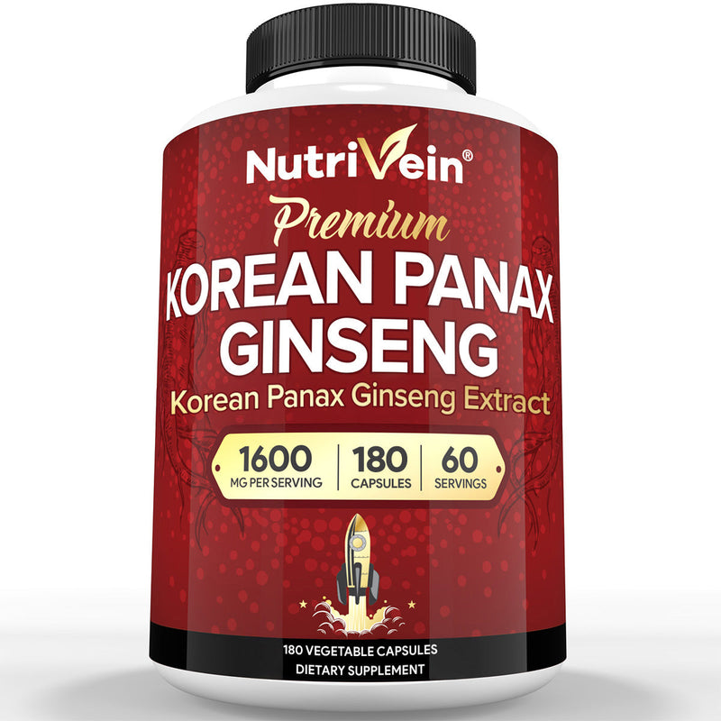Nutrivein Nutrivein Korean Red Panax Ginseng 1600mg – Extra Strength Formula - 180 Capsules FA-51VI-YB0U