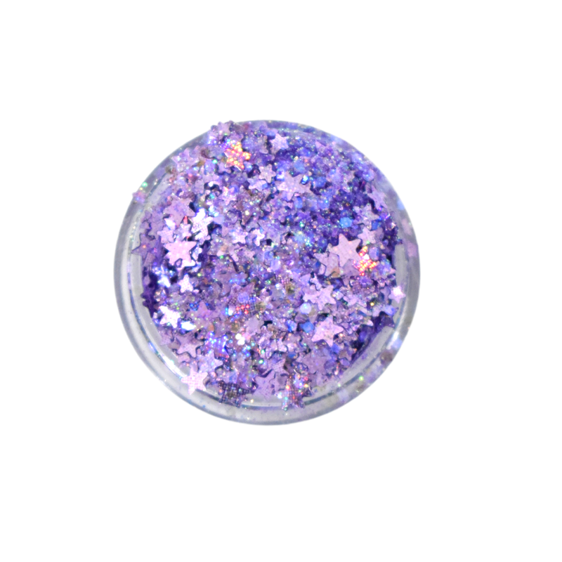 Lunautics Showgirl - Light Purple Holographic Chunky Glitter with Stars Chunky Glitter