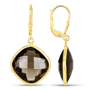 Bids.com 21.40 Carat Genuine Smoky Quartz .925 Sterling Silver Earrings Earrings