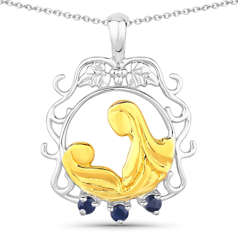 Bids.com 0.12 Carat Genuine Blue Sapphire .925 Sterling Silver Pendant Pendants