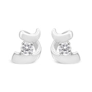 Bids.com 10K White Gold 1/10 Cttw Round Brilliant-Cut Diamond Espira Swirls Solitaire Push Back Stud Earrings (I-J Color, I1-I2 Clarity) Earrings