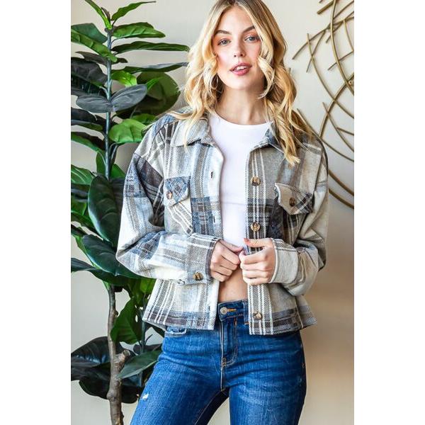 Reborn J Plaid Button Up Long Sleeve Shacket