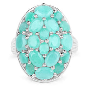 Bids.com 5.48 Carat Genuine Emerald .925 Sterling Silver Ring Rings